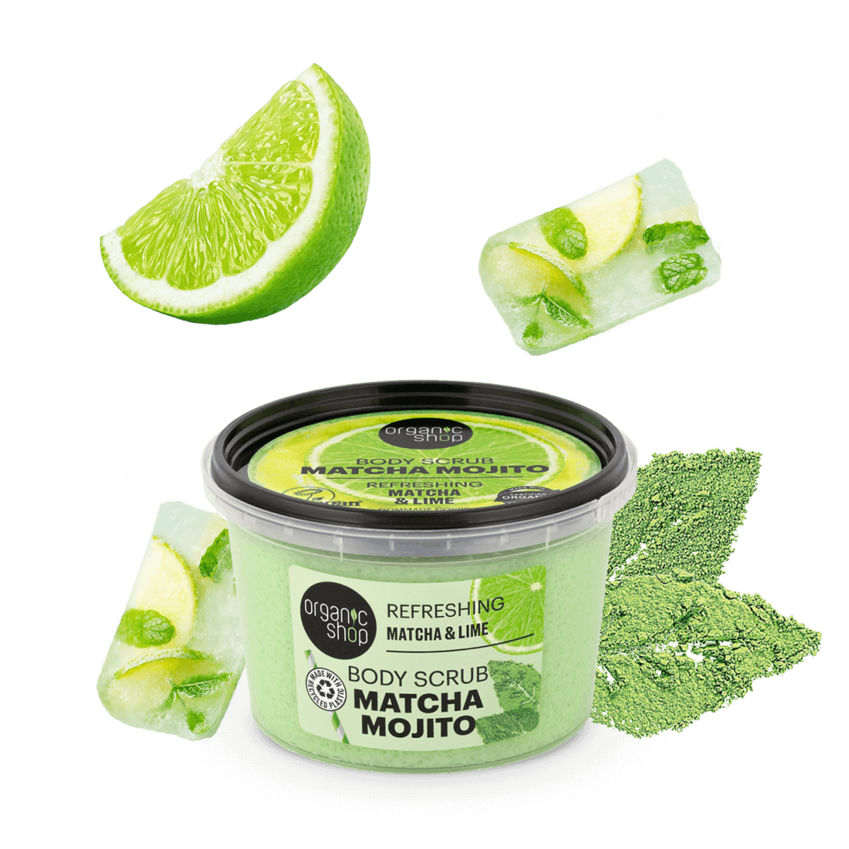 "Matcha Mojito" frissítő testradír matcha-val és lime-mal - 2. kép