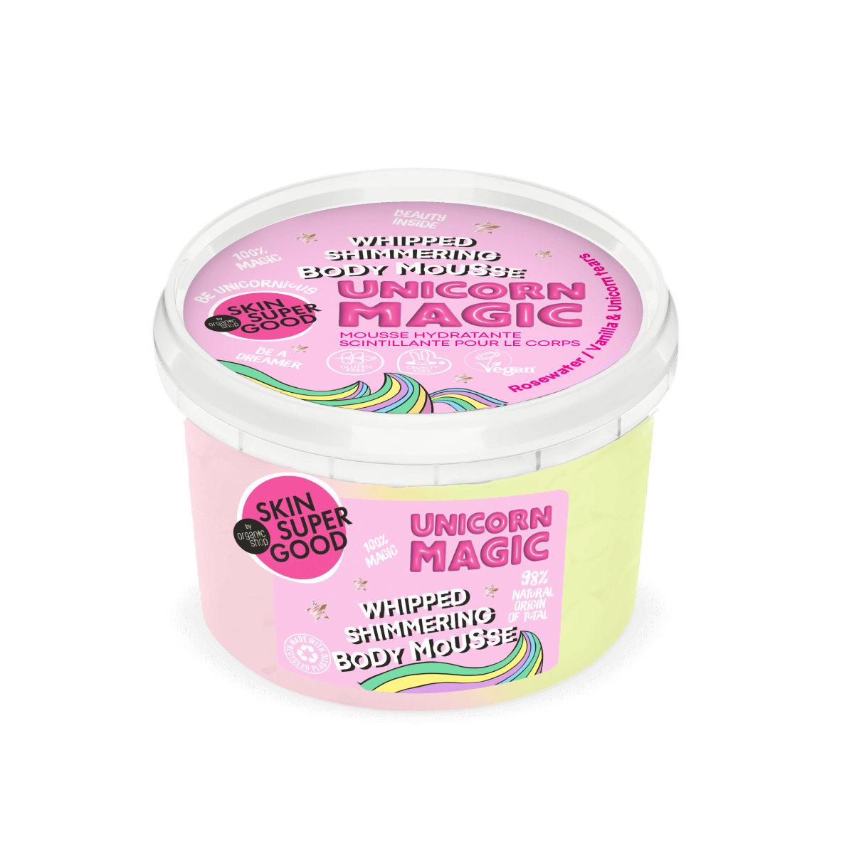 Skin Super Good Csillogó testápoló mousse „Unicorn Magic”