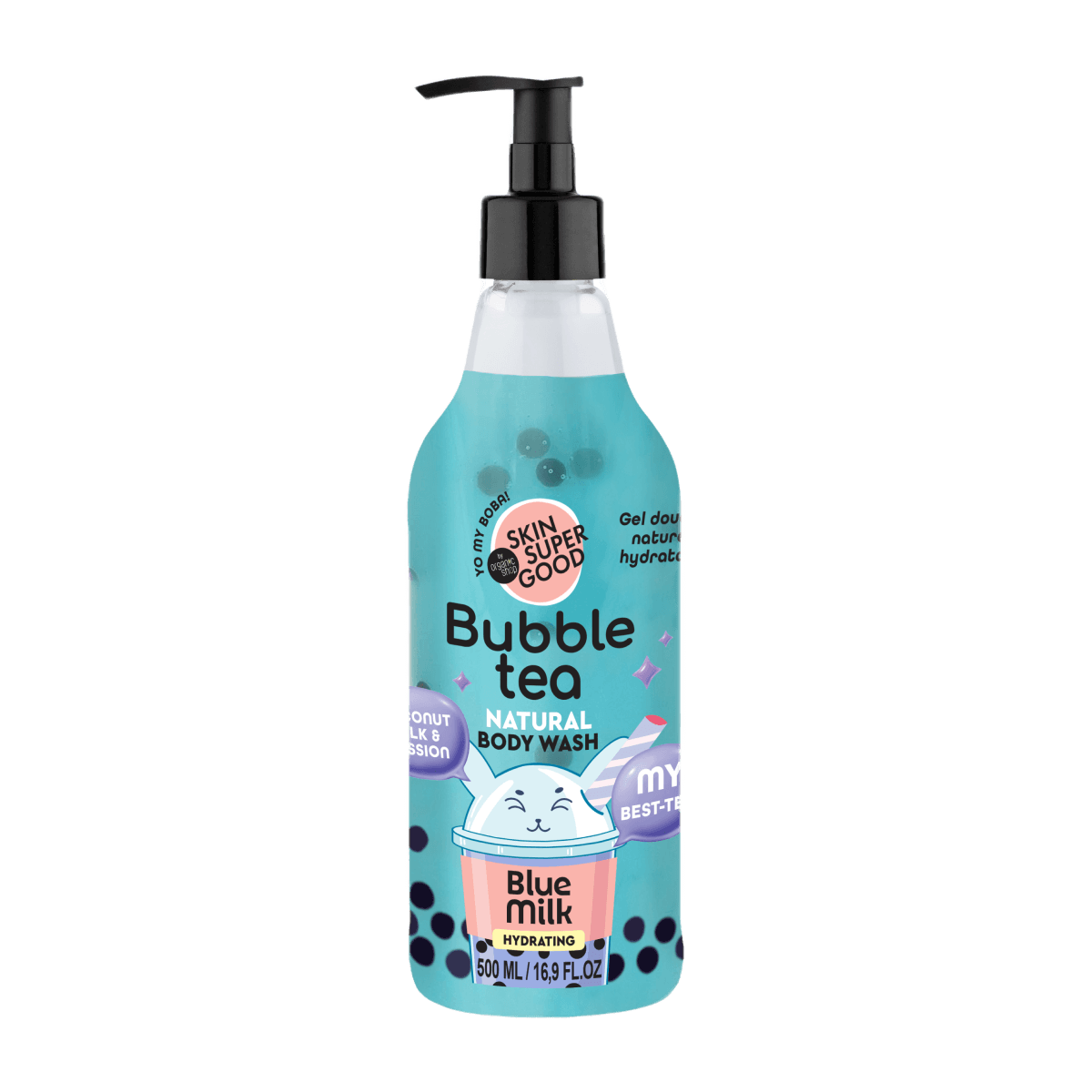 Skin Super Good Bubble Tea "Blue Milk" hidratáló tusfürdő kókusztejjel és maracujával 500ml