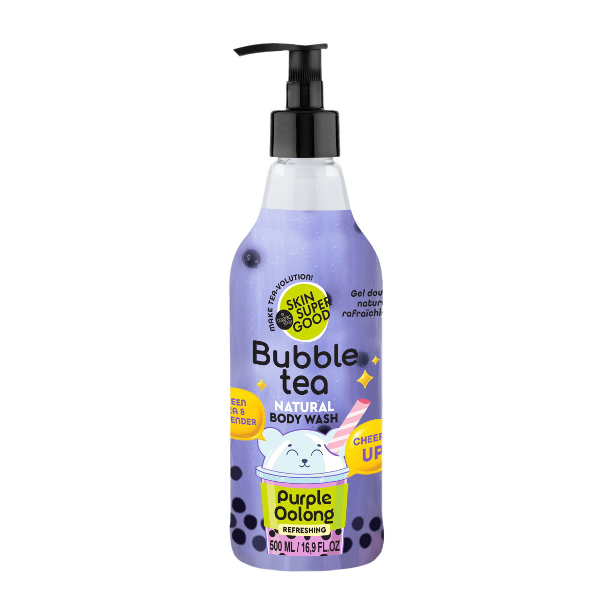 Skin Super Good Bubble Tea "Purple Oolong" frissítő tusfürdő zöld teával és levendulával 500ml